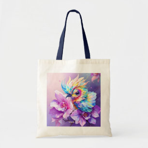 Fantasy Cute Bird Pink Orchid Tote Bag
