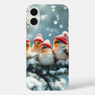 Fantasy Cute Birds Hat Snow iPhone 16 Plus Case