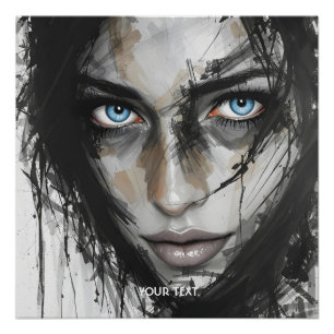 Fantasy Cute Black Blue Girl Poster