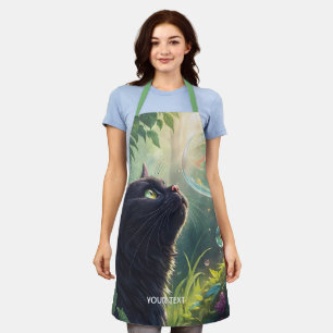 Fantasy Cute Black Cat Forest Apron