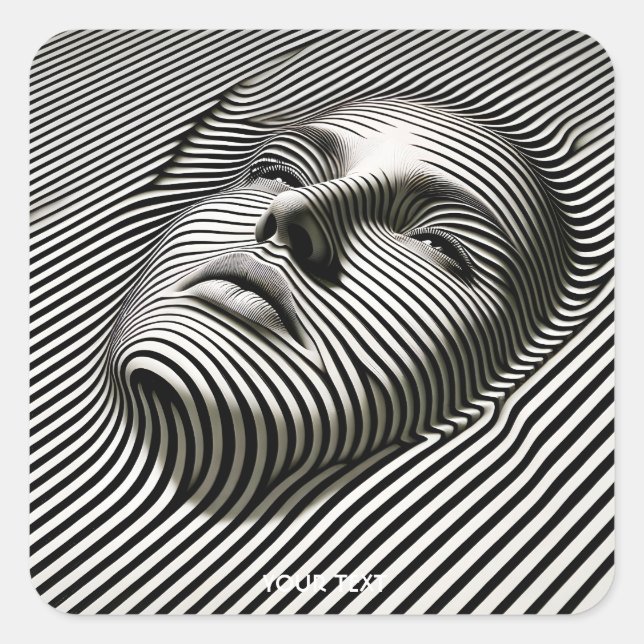 Fantasy Cute Black White Face Square Sticker (Front)