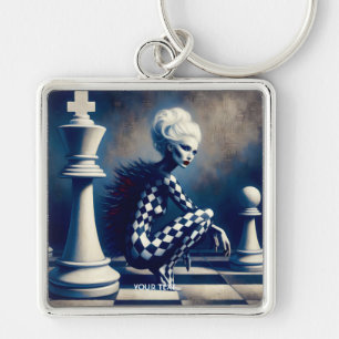 Fantasy Cute Black White Lady Key Ring