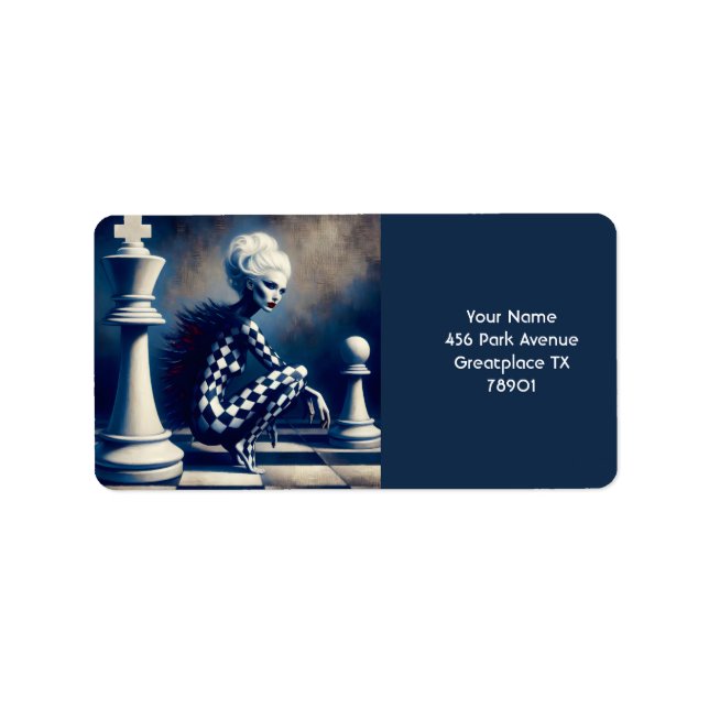 Fantasy Cute Black White Lady Label (Front)