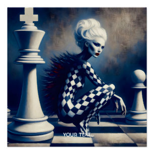 Fantasy Cute Black White Lady Poster