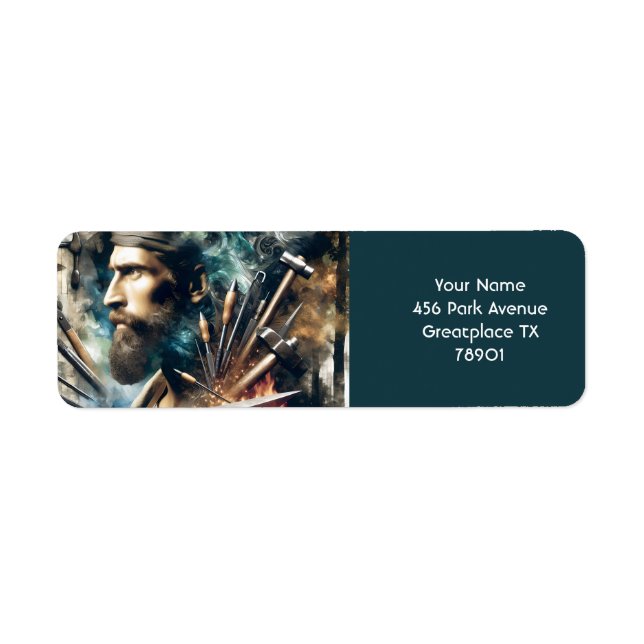Fantasy Cute Blacksmith And Instruments Return Address Label (Front)