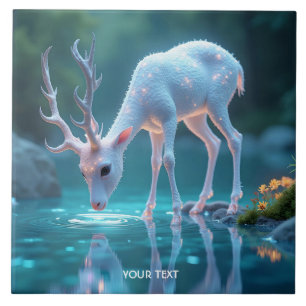 Fantasy Cute Blue Baby Deer Ceramic Tile