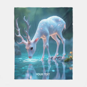 Fantasy Cute Blue Baby Deer Fleece Blanket