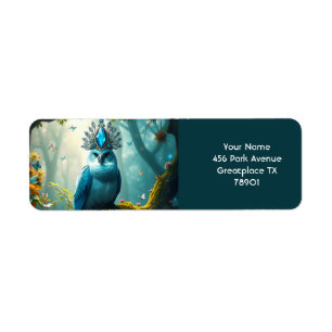 Fantasy Cute Blue Bird Forest Return Address Label
