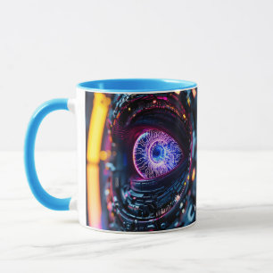 Fantasy Cute Blue Cyber Eye Mug