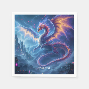 Fantasy Cute Blue Dragon City Napkin