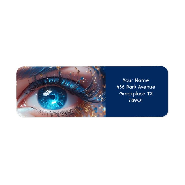 Fantasy Cute Blue Eye Diamonds Return Address Label (Front)