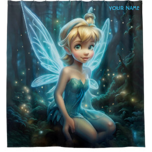 Fantasy Cute Blue Magic Fairy Shower Curtain