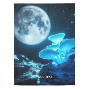 Fantasy Cute Blue Mushrooms Moon Tablecloth