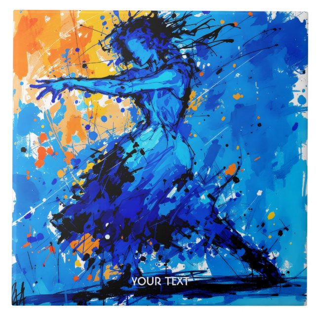 Fantasy Cute Blue Orange Dancer Ceramic Tile (Front)