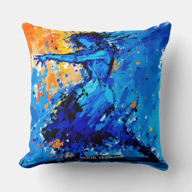 Fantasy Cute Blue Orange Dancer Cushion (Front)
