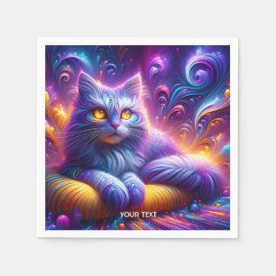 Fantasy Cute Blue Purple Cat Napkin