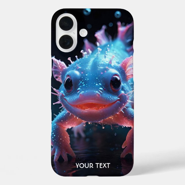 Fantasy Cute Blue Smiling Axolotl Case-Mate iPhone Case (Back)
