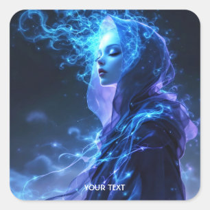 Fantasy Cute Blue Violet Girl Square Sticker