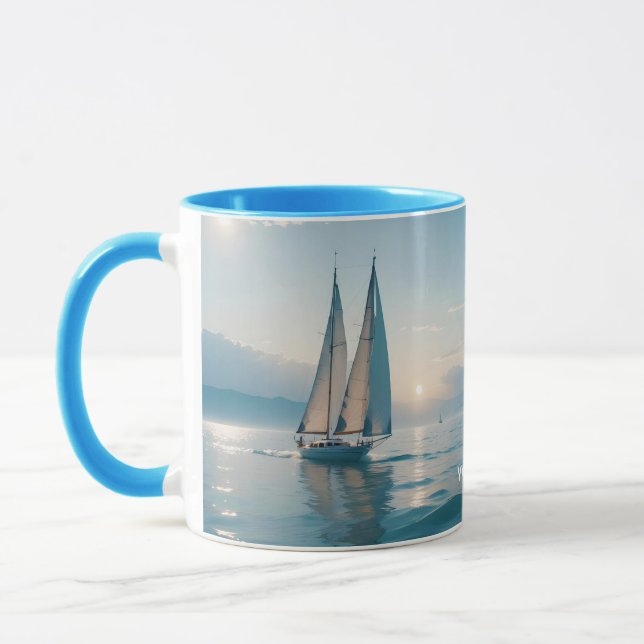 Fantasy Cute Boat Sea Sun Mug (Left)