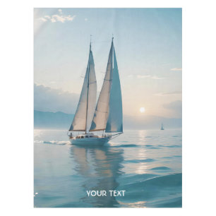 Fantasy Cute Boat Sea Sun Tablecloth