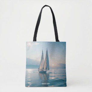 Fantasy Cute Boat Sea Sun Tote Bag