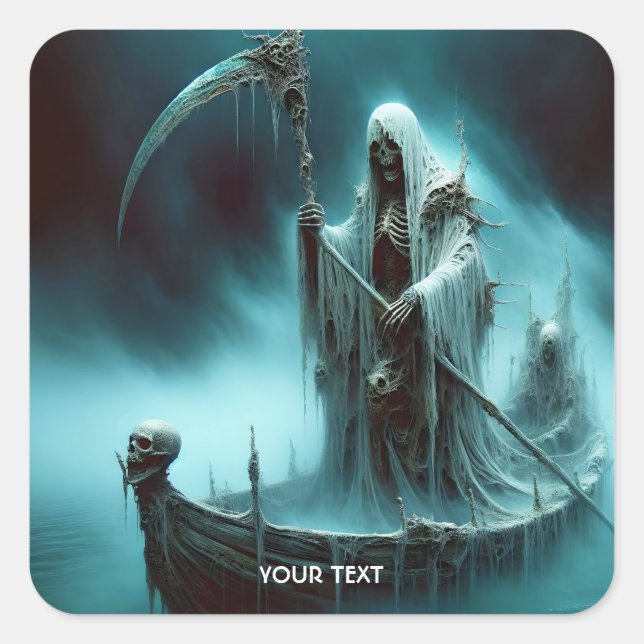 Fantasy Cute Boat Strange Figure Square Sticker (Front)