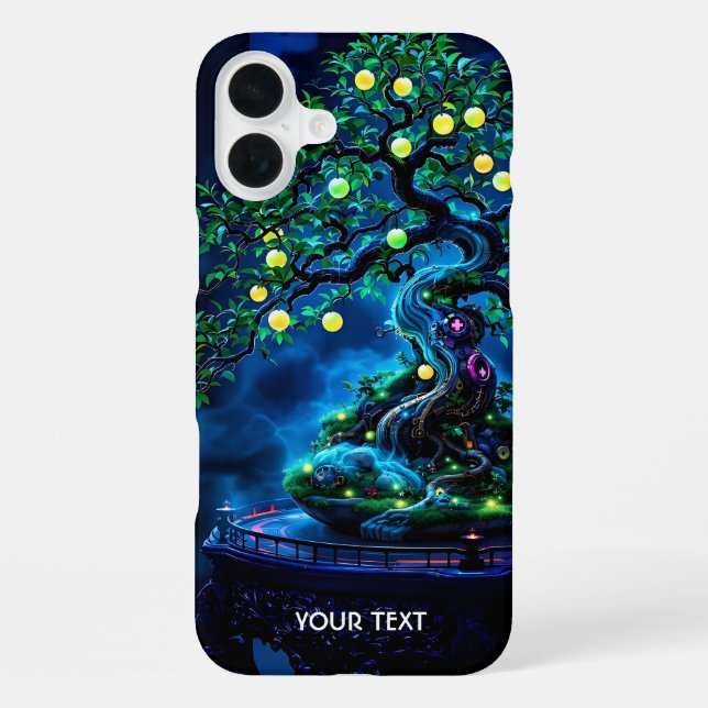 Fantasy Cute Bonsai Tree Lights iPhone Case (Back)