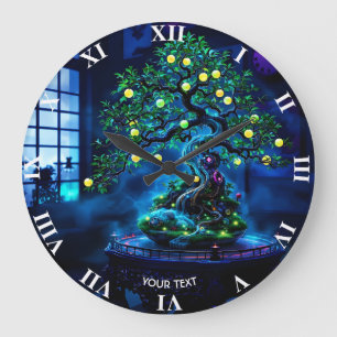 Fantasy Cute Bonsai Tree Lights Large Clock