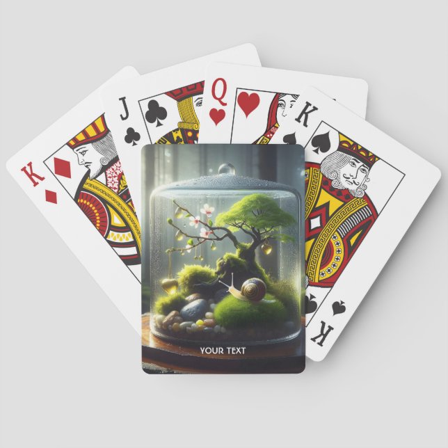Fantasy Cute  Bottle Sakura Snail Playing Cards (Back)