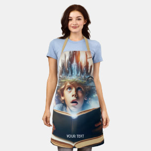 Fantasy Cute Boy City Book Apron