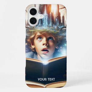 Fantasy Cute Boy City Book iPhone 16 Plus Case