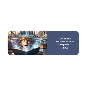 Fantasy Cute  Boy City  Book Return Address Label