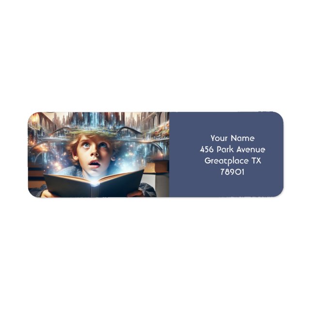 Fantasy Cute  Boy City  Book Return Address Label (Front)