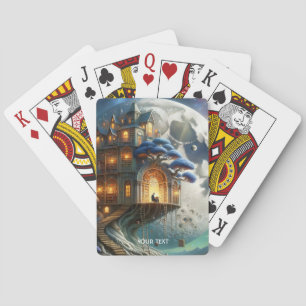 Fantasy Cute Boy Moon Library Playing Cards