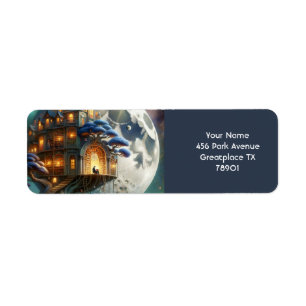 Fantasy Cute Boy Moon Library Return Address Label