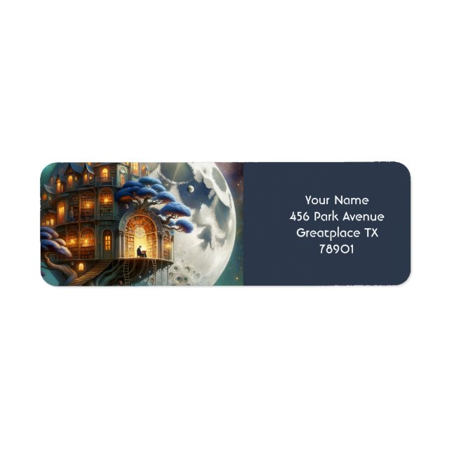 Fantasy Cute Boy Moon Library Return Address Label (Front)