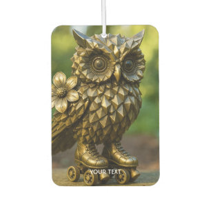 Fantasy Cute Brass Owl Skates Car Air Freshener