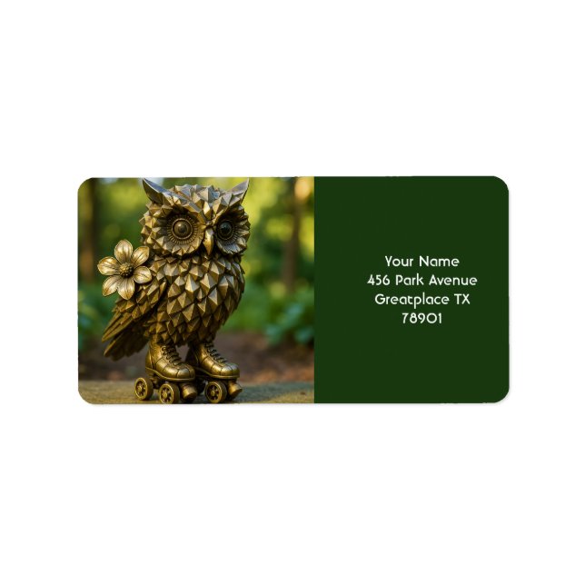 Fantasy Cute Brass Owl Skates Label (Front)