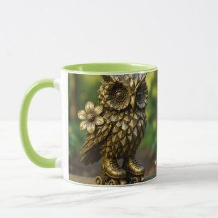 Fantasy Cute Brass Owl Skates Mug