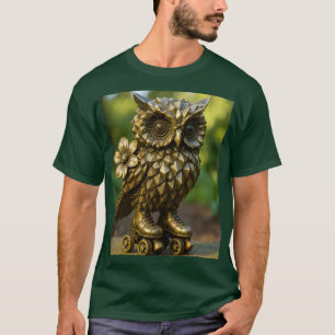 Fantasy Cute Brass Owl Skates T-Shirt