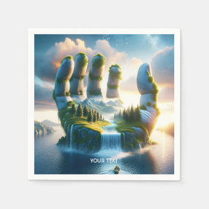 Fantasy Cute Bridge Lake Hand Napkin