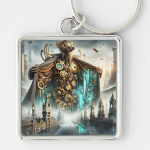 Fantasy Cute Bridge Steampunk Robot Key Ring