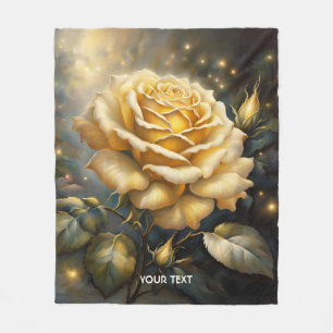 Fantasy Cute Bright Yellow Rose Fleece Blanket
