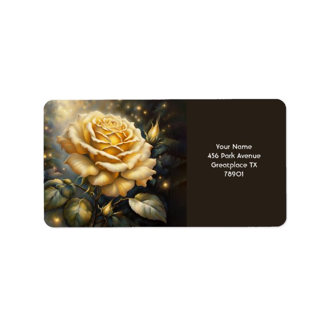 Fantasy Cute Bright Yellow Rose Label (Front)
