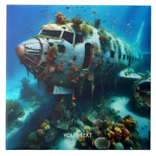 Fantasy Cute Broken Aeroplane Ocean Ceramic Tile