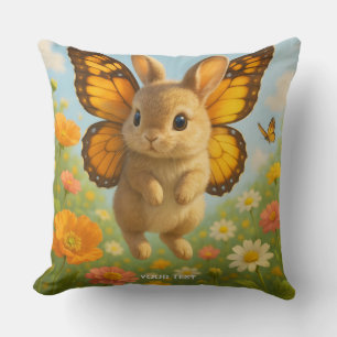 Fantasy Cute Bunny Flowers Wings Cushion