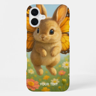 Fantasy Cute Bunny Flowers Wings iPhone 16 Plus Case