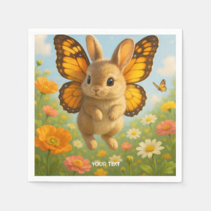 Fantasy Cute Bunny Flowers Wings Napkin