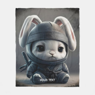 Fantasy Cute Bunny Ninja Katana Fleece Blanket