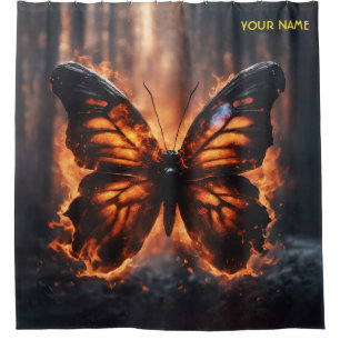 Fantasy Cute Butterfly Fire Forest Shower Curtain